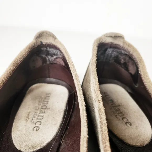 Sundance Grey Suede Leather Rhinestone Embellished Slip On Ballet Flats 41 10