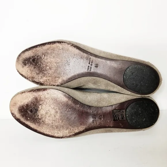 Sundance Grey Suede Leather Rhinestone Embellished Slip On Ballet Flats 41 10