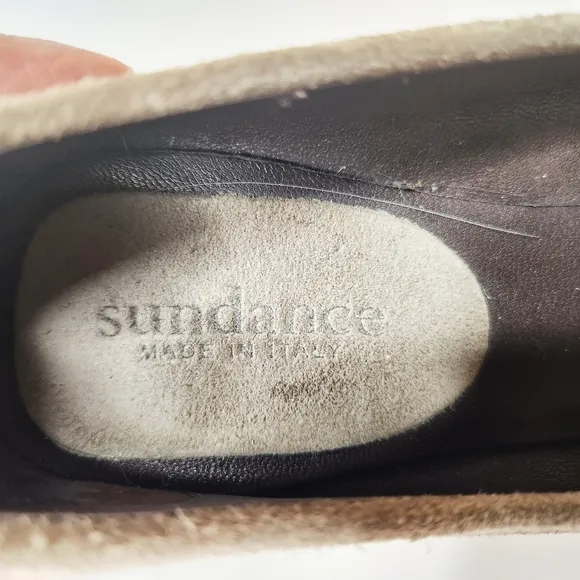 Sundance Grey Suede Leather Rhinestone Embellished Slip On Ballet Flats 41 10