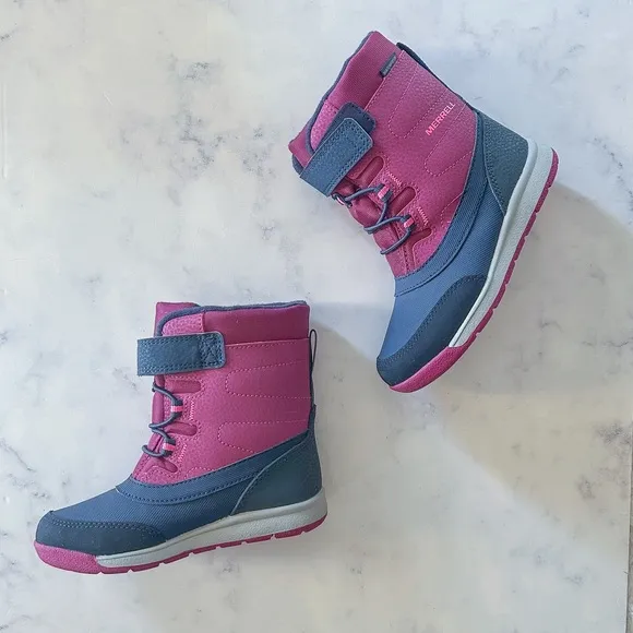 Sweet Merrell Pink Navy Toddler Unisex Girl Boy Winter Boots Sz 10M NWB