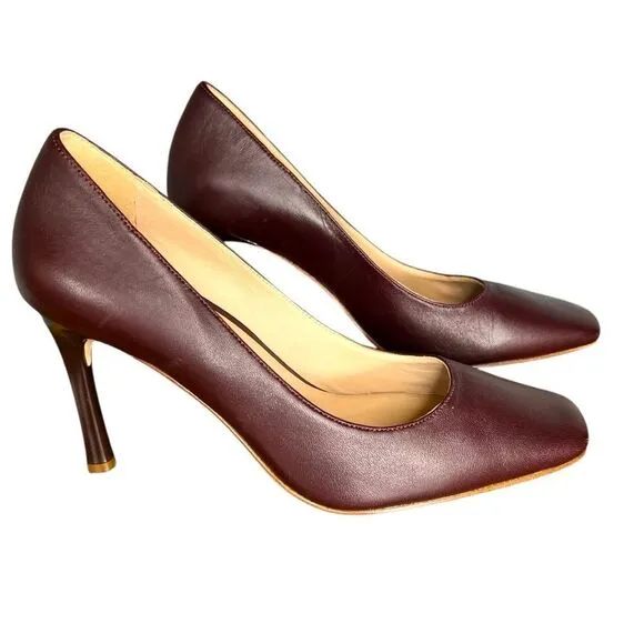 Sz 7.5M 27 Edit Burgundy Brown Elegant Leather Pumps $150 MSRP