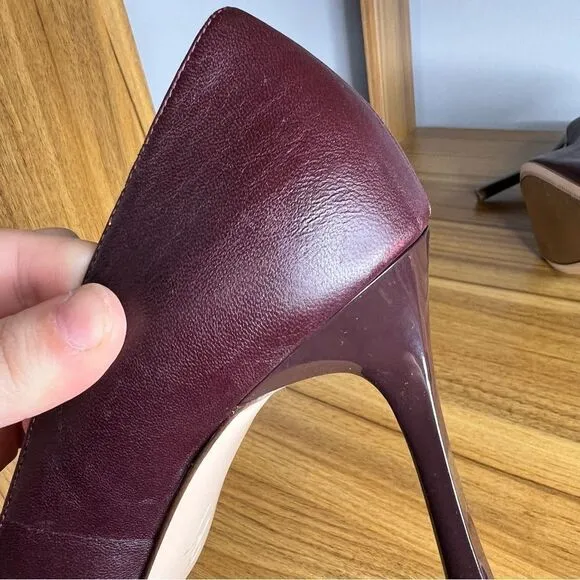 Sz 7.5M 27 Edit Burgundy Brown Elegant Leather Pumps $150 MSRP