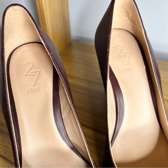 Sz 7.5M 27 Edit Burgundy Brown Elegant Leather Pumps $150 MSRP