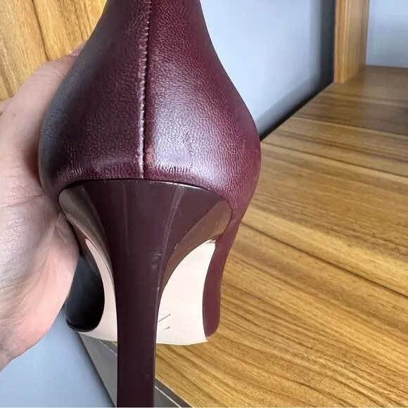 Sz 7.5M 27 Edit Burgundy Brown Elegant Leather Pumps $150 MSRP