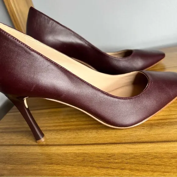 Sz 7.5M 27 Edit Burgundy Brown Elegant Leather Pumps $150 MSRP