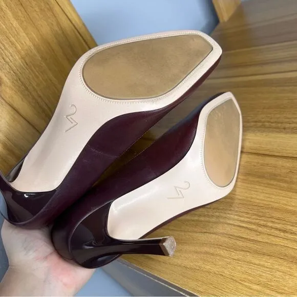 Sz 7.5M 27 Edit Burgundy Brown Elegant Leather Pumps $150 MSRP