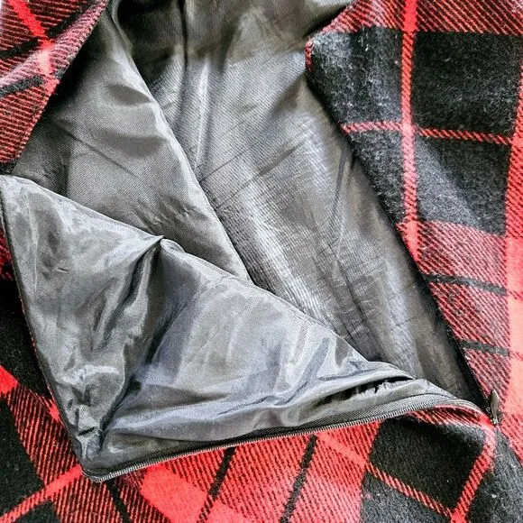 Tailor B. Moss Vintage Wool Blend Red Tartan Plaid Straight Cut Midi Skirt 10