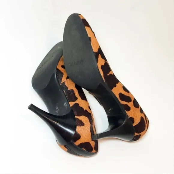 Talbots Brown Calf Hair Animal Print Leather Heels 6