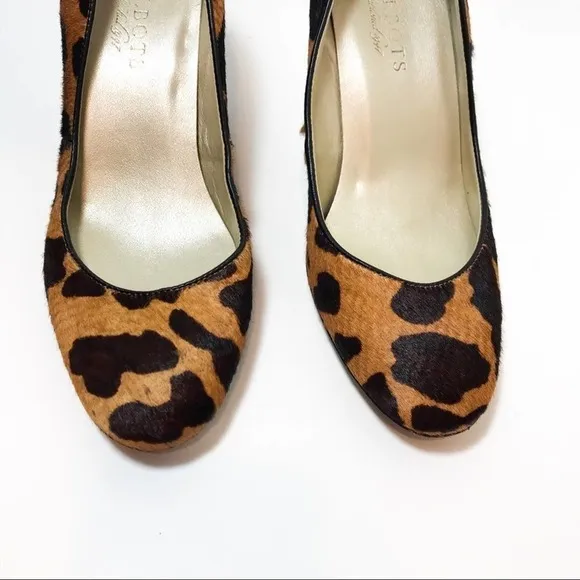 Talbots Brown Calf Hair Animal Print Leather Heels 6