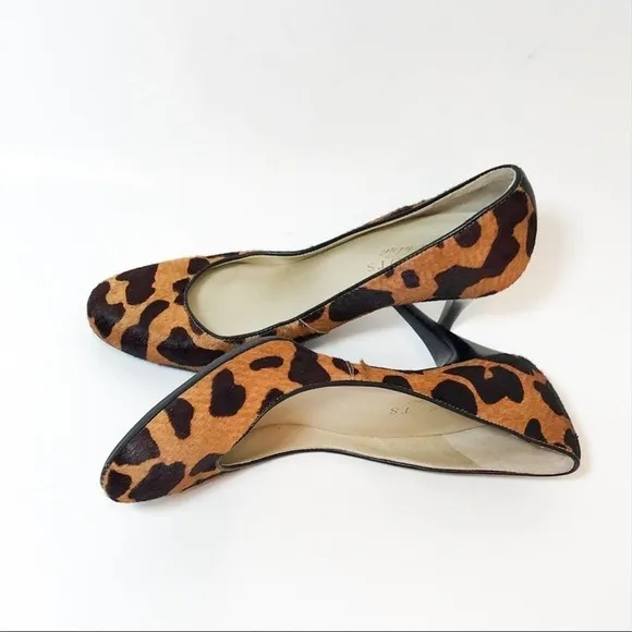 Talbots Brown Calf Hair Animal Print Leather Heels 6