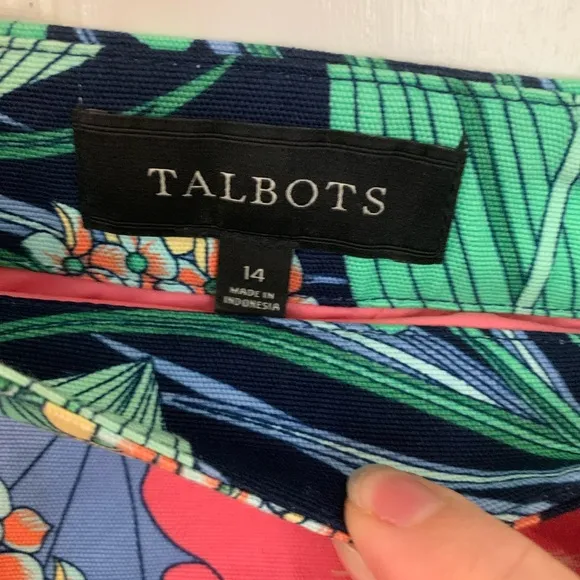 Talbots COTTON CANVAS A-LINE SKIRT - Tropical HIBISCUS PRINT XL
