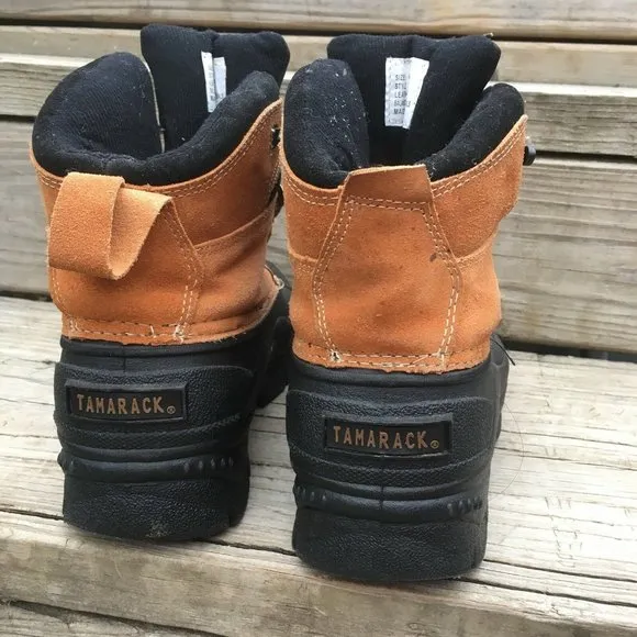 Tamarack Winter Duck Boots Women sz 9 Suede Leather Black Tan Lace Up Thermolite