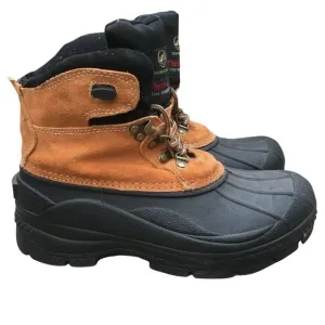 Tamarack Winter Duck Boots Women sz 9 Suede Leather Black Tan Lace Up Thermolite