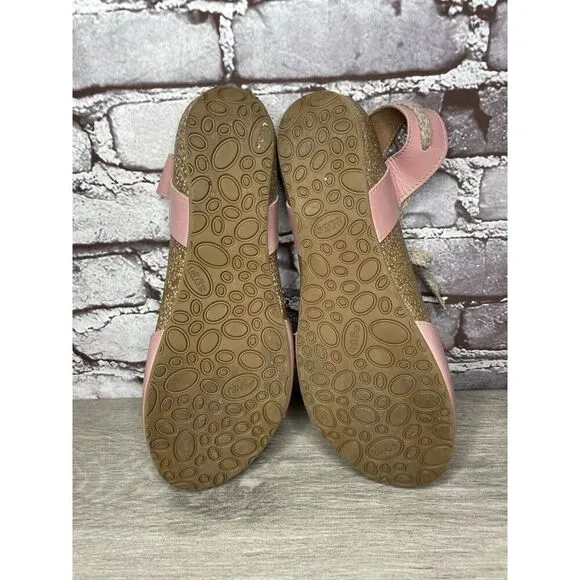 TAOS Pink Leather Ankle Lace Strap Cork Wedge Sandals Women Sz 40EU/9.5M US