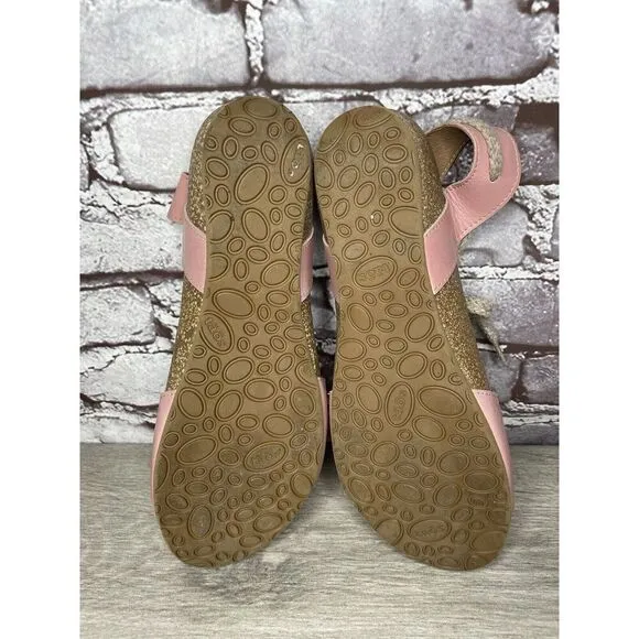 TAOS Pink Leather Ankle Lace Strap Cork Wedge Sandals Women Sz 40EU/9.5M US