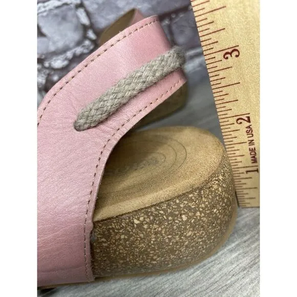 TAOS Pink Leather Ankle Lace Strap Cork Wedge Sandals Women Sz 40EU/9.5M US