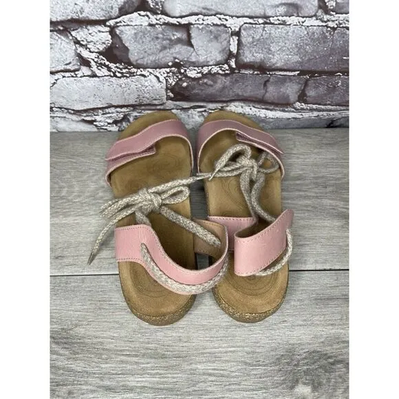 TAOS Pink Leather Ankle Lace Strap Cork Wedge Sandals Women Sz 40EU/9.5M US