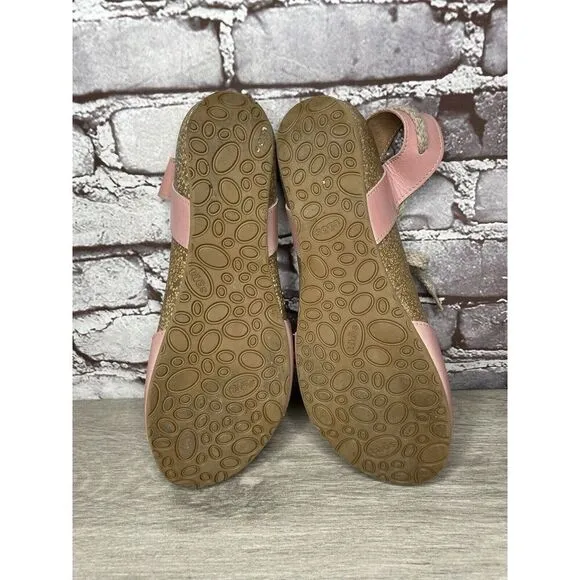 TAOS Pink Leather Ankle Lace Strap Cork Wedge Sandals Women Sz 40EU/9.5M US