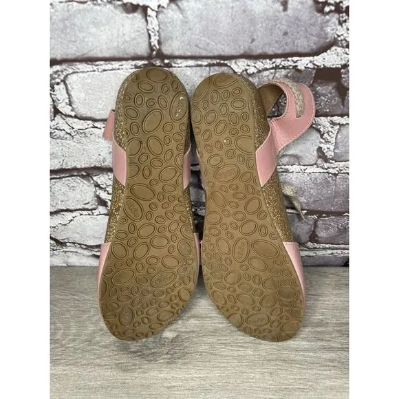 TAOS Pink Leather Ankle Lace Strap Cork Wedge Sandals Women Sz 40EU/9.5M US