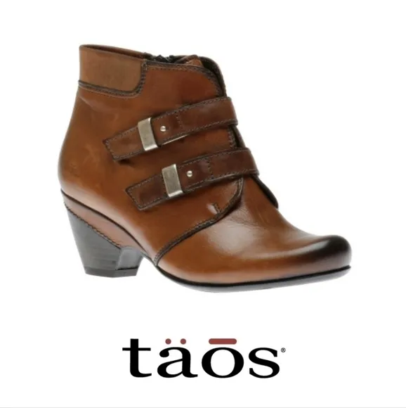 Taos Womens Alto Ankle Leather Wester Moto Booties shoes sz 37 US 6.5