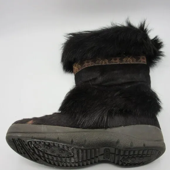 Tecnica Brown Goat Fur Boots 7 Insulated After Ski Winter Snow Apres Skandia