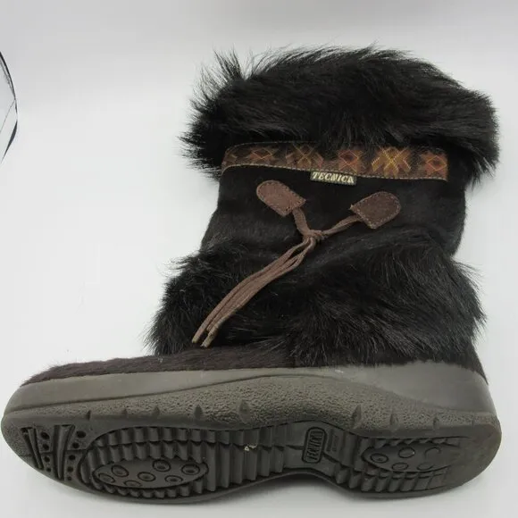 Tecnica Brown Goat Fur Boots 7 Insulated After Ski Winter Snow Apres Skandia