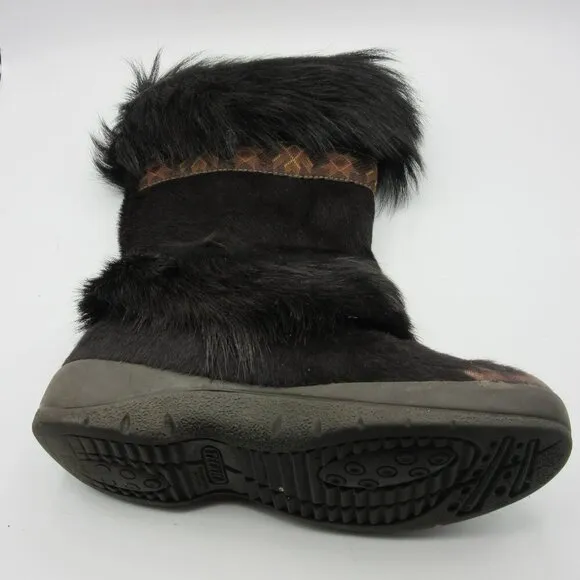 Tecnica Brown Goat Fur Boots 7 Insulated After Ski Winter Snow Apres Skandia