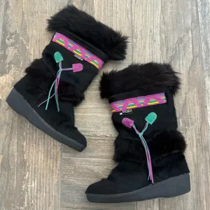 Tecnica Women's Italian Apres Skandia Cowhide Fur Boots Black size 39