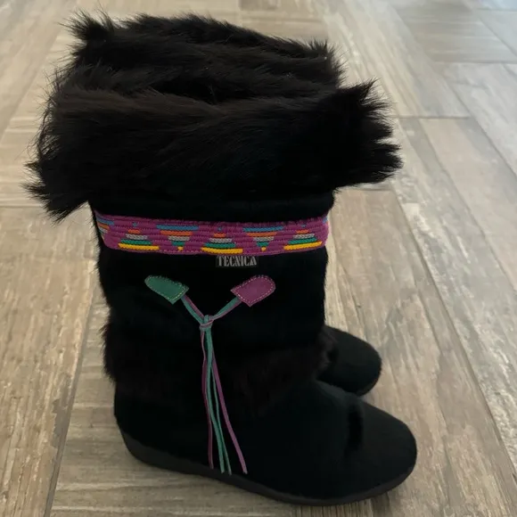 Tecnica Women's Italian Apres Skandia Cowhide Fur Boots Black size 39