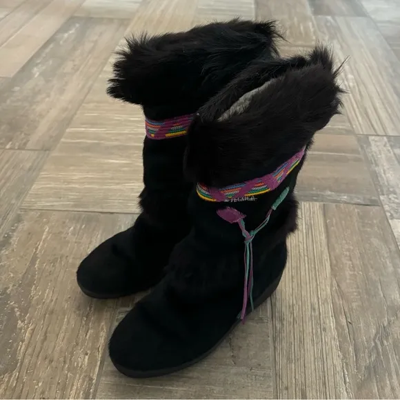 Tecnica Women's Italian Apres Skandia Cowhide Fur Boots Black size 39