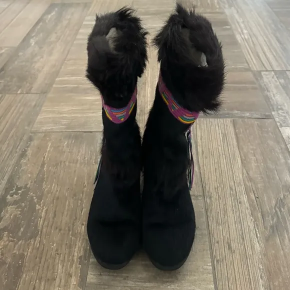 Tecnica Women's Italian Apres Skandia Cowhide Fur Boots Black size 39