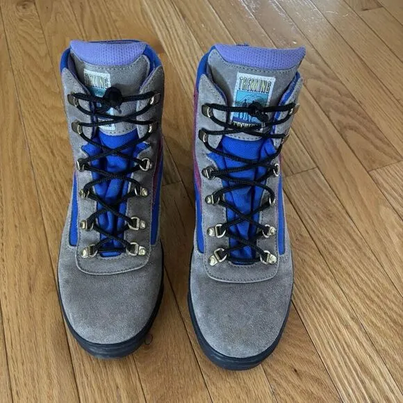 Tecnica Vintage Skywalk Trekking Gray Suede Hiking Boots Mens 9.5 Womens 10.5
