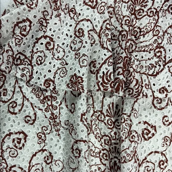 Ted Baker Elegant White and Brown Patterned Dress
