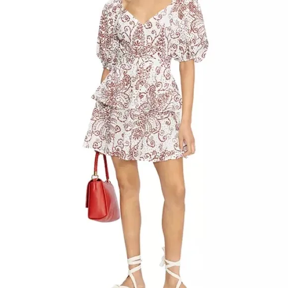 Ted Baker Elegant White and Brown Patterned Dress