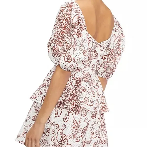 Ted Baker Elegant White and Brown Patterned Dress