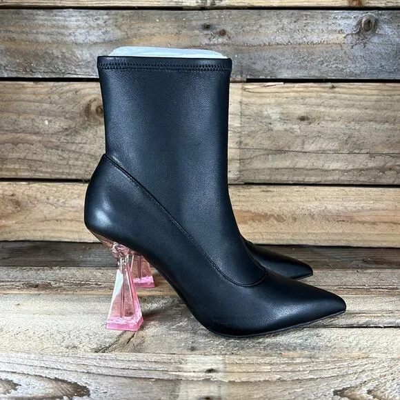 Ted Baker Liya Bootie - Black Leather &amp; Pink Heel - 6 - New without box
