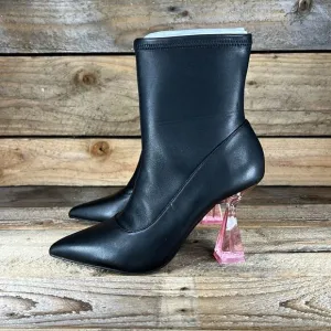 Ted Baker Liya Bootie - Black Leather &amp; Pink Heel - 6 - New without box