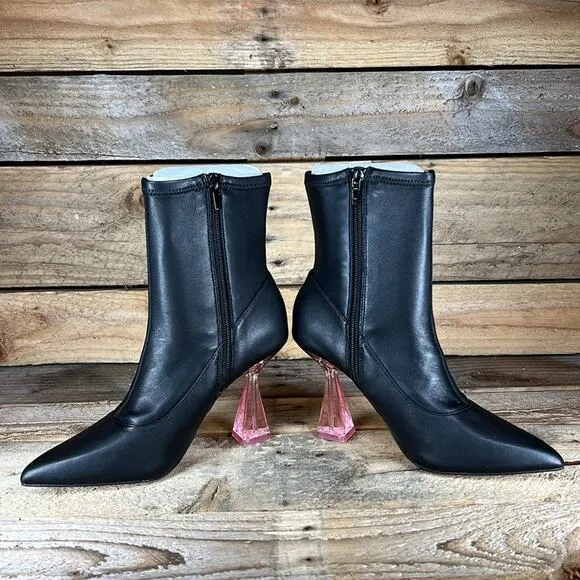 Ted Baker Liya Bootie - Black Leather &amp; Pink Heel - 6 - New without box