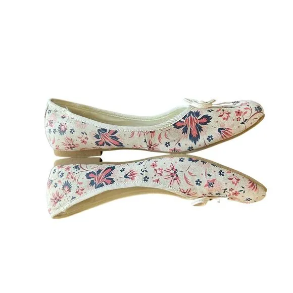 Ted Baker London Bayna‎ Floral Ballet Flats Shoes Size 38.5/8 Natural Slip-On