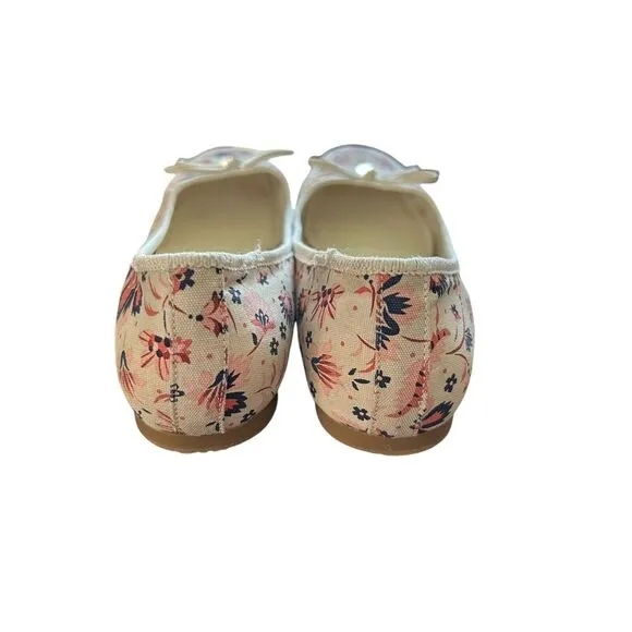 Ted Baker London Bayna‎ Floral Ballet Flats Shoes Size 38.5/8 Natural Slip-On