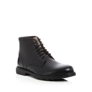 TED BAKER LONDON Mens Black Karusl Toe Block Heel Leather Hiking Boots 41.5