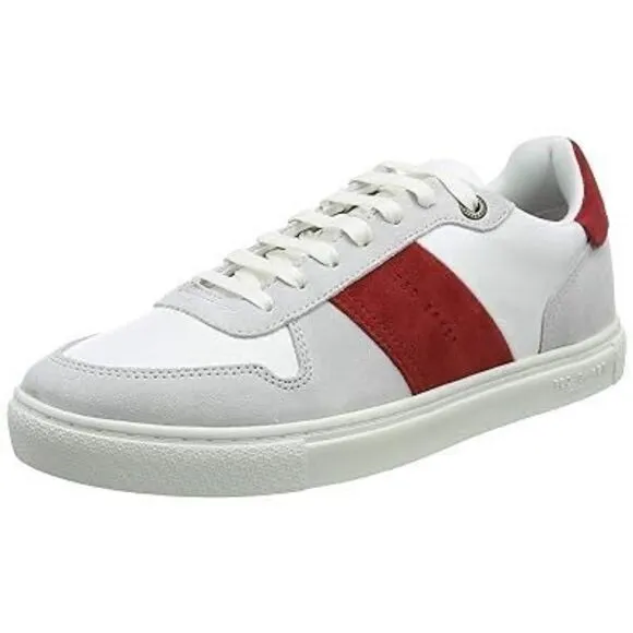 Ted Baker Mens Coppit Leather Trainers Casual Sneaker Shoes White Red Size 45