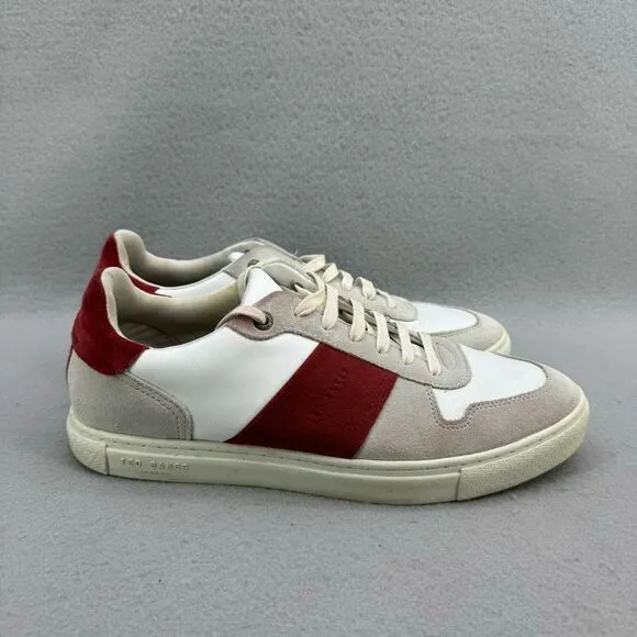 Ted Baker Mens Coppit Leather Trainers Casual Sneaker Shoes White Red Size 45