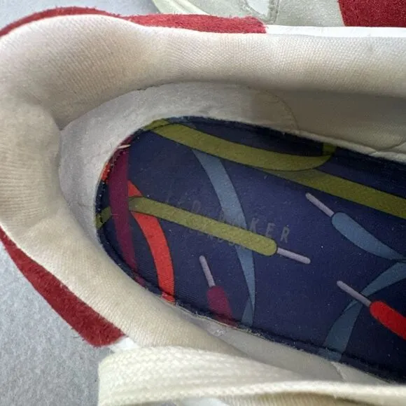 Ted Baker Mens Coppit Leather Trainers Casual Sneaker Shoes White Red Size 45