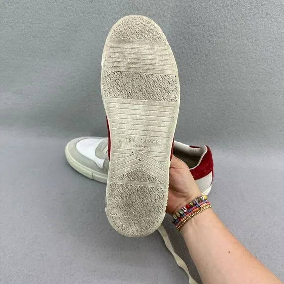 Ted Baker Mens Coppit Leather Trainers Casual Sneaker Shoes White Red Size 45
