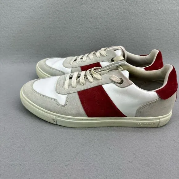 Ted Baker Mens Coppit Leather Trainers Casual Sneaker Shoes White Red Size 45