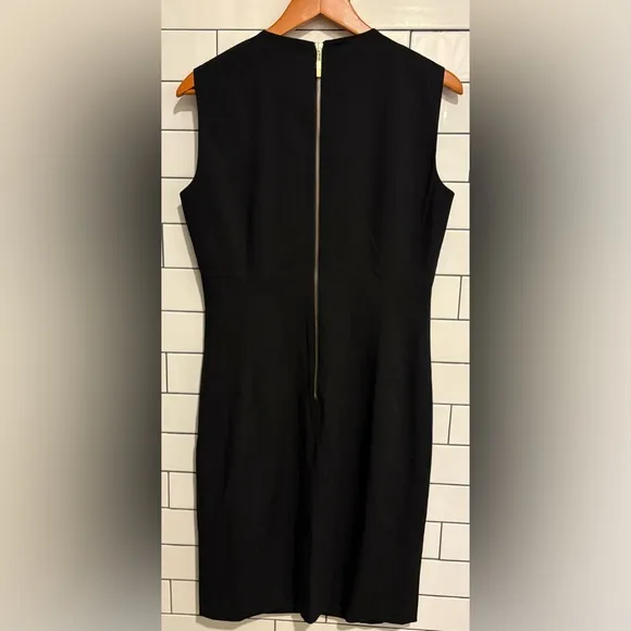 Ted Baker Saloted Elegant wool blend Black V neck Sheath Dress 6