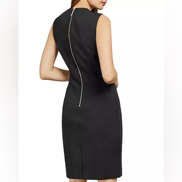 Ted Baker Saloted Elegant wool blend Black V neck Sheath Dress 6
