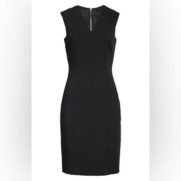 Ted Baker Saloted Elegant wool blend Black V neck Sheath Dress 6