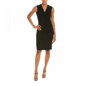 Ted Baker Saloted Elegant wool blend Black V neck Sheath Dress 6